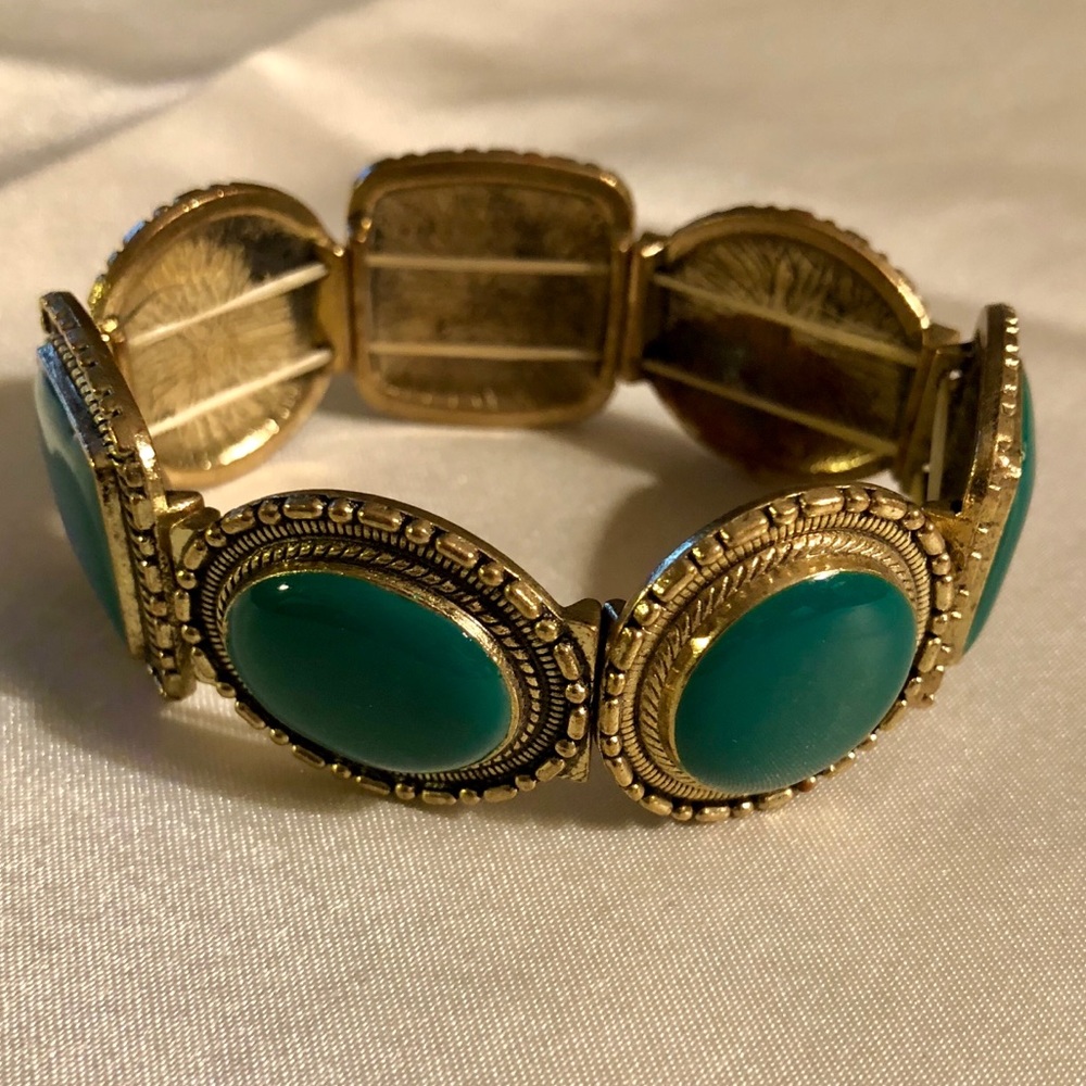 Gold & turquoise stretch Old Navy bracelet.